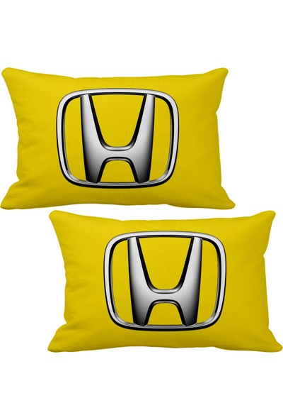 Asr Honda Logo 2 li Lüks Araç Boyun Yastığı Sarı ve Ahşap Logo Anahtarlık