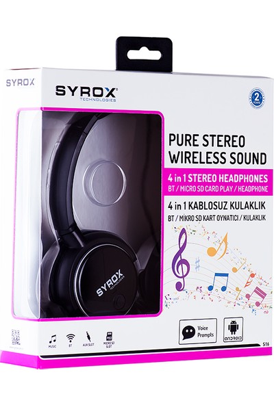 Syrox S16 Kablosuz Bluetooth Kulak Üstü Kulaklık