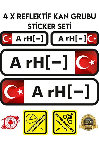 Çınar Extreme TR A rH - Reflektif Kan Grubu Seti Sticker