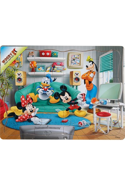 Woody Mickey Mouse Ve Arkadaşları 12 Parça Ahşap Oyuncak Yapboz Ev Partisi