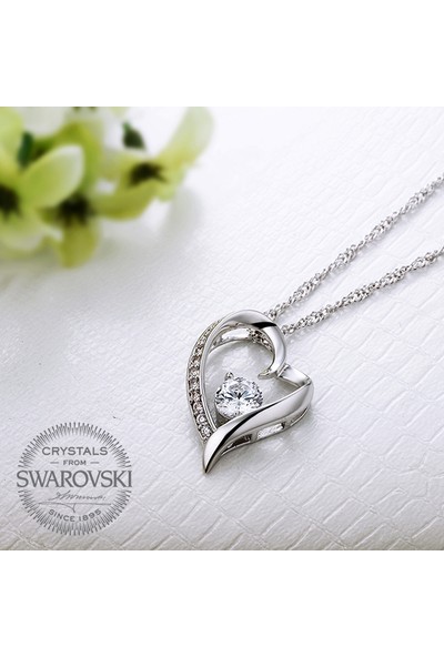 Monemel Swarovski Taşlı Kalpli Kolye (Altın Kaplama)