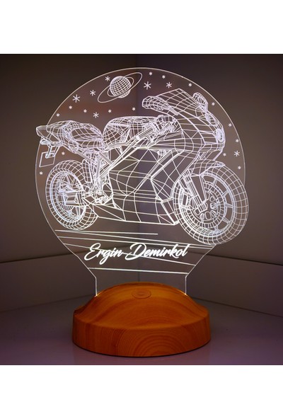 Sevgi Lambası Kişiye Özel 3 Boyutlu Racing Motosiklet LED Lamba