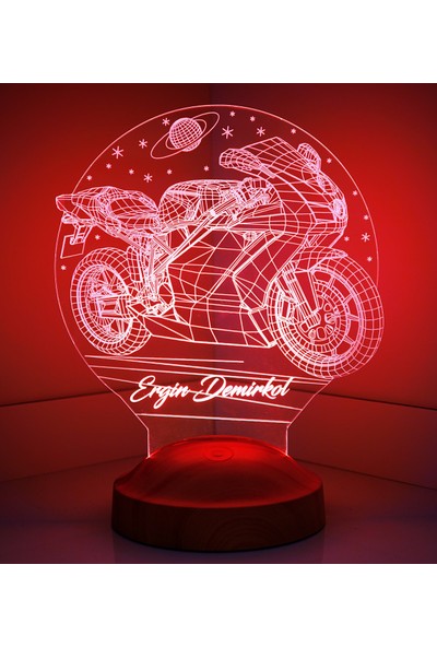 Sevgi Lambası Kişiye Özel 3 Boyutlu Racing Motosiklet LED Lamba