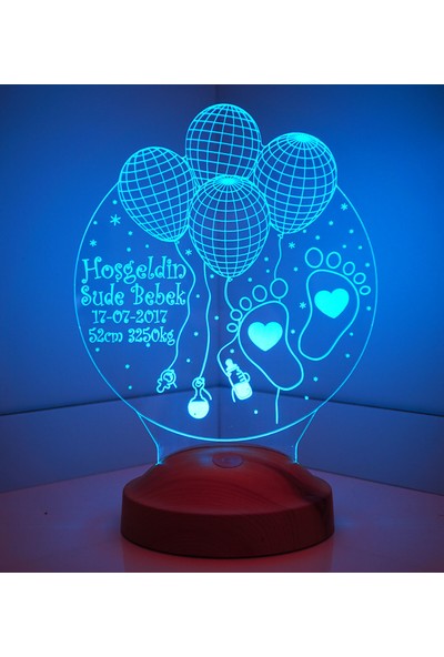 Sevgi Lambası Kişiye Özel Hoşgeldin Bebek 3 boyutlu LED Lamba
