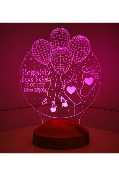 Sevgi Lambası Kişiye Özel Hoşgeldin Bebek 3 boyutlu LED Lamba