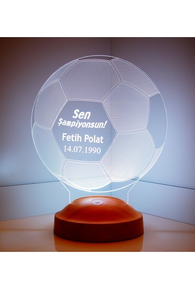 Sevgi Lambası Kişiye Özel 3 Boyutlu Futbol Topu LED Lamba