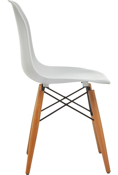 Seduna Beyaz Eames Sandalye - Natural Ahşap Ayaklı