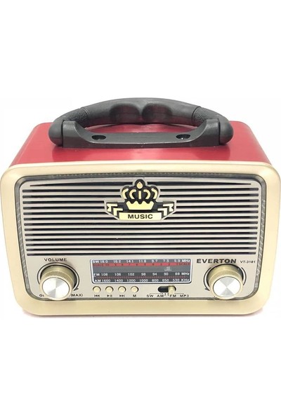 Everton Atasbey - Everton Vt-3101 Bluetooth Nostalji Şarjlı 3 Band Radyo Usb Sd Aux Mp3 Player