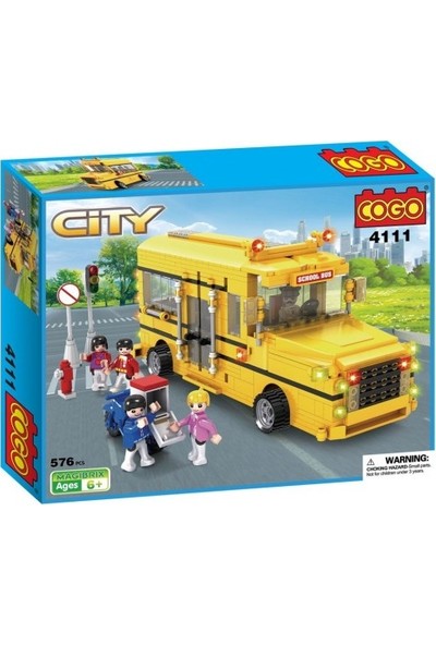 Cogo City Okul Otobüsü 576 Parça Yapı Oyuncağı - 4111