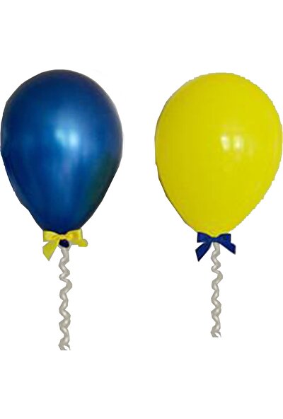 Parti Dolabı 25 Adt Metalik Koyu Mavi Lacivert-Civciv Sarı Balon Helyumla Uçan