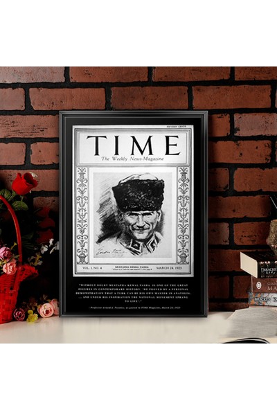 Dekorme Siyah Çerçeveli Atatürk Time Kanvas Tablo
