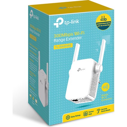 TP-Link TL-WA855RE, N300 Mbps, 2 Harici Anten ve 1 Ethernet Bağlantı Noktalı Wi-Fi Güçlendirici/Hotspot, Access Point Modu, Tüm Wi-Fi Yönlendiriciler ile Çalışır, Wi-Fi 4 Menzil Genişletici