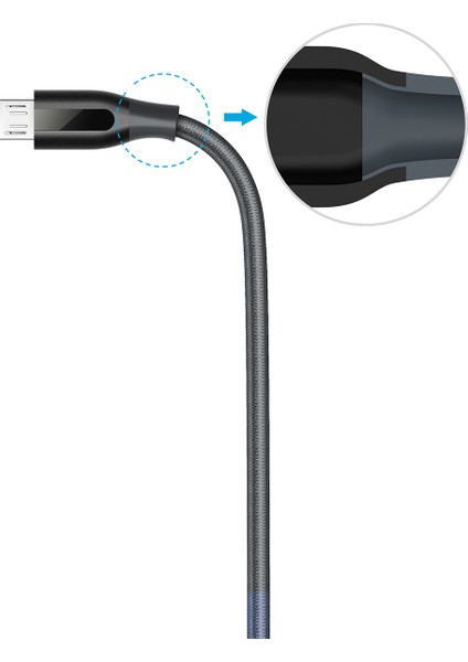 PowerLine+ Micro USB Örgülü Şarj/Data Kablosu 0.9 Metre - Gri - Taşıma Çantalı - A8142HA1 (Anker Türkiye Garantili)