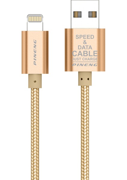 PN-305 iPhone Uyumlu Lightning 2 Metre Örgülü Altın Kablo