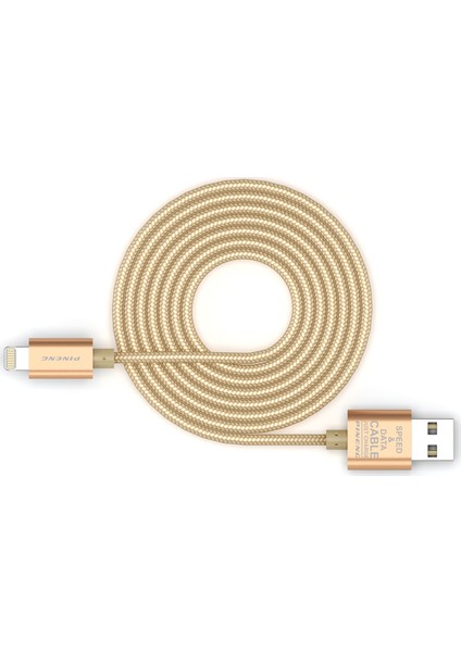 PN-305 iPhone Uyumlu Lightning 2 Metre Örgülü Altın Kablo