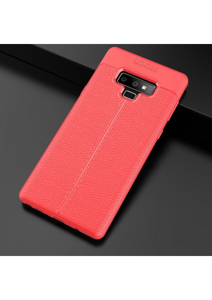 Samsung Galaxy Note 9 Kılıf Deri Dokulu Silikon Kırmızı
