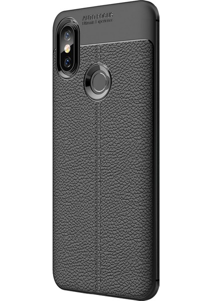 Xiaomi Mi A2 (Mi 6X) Kılıf Deri Dokulu Silikon Siyah