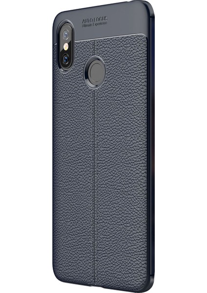 Xiaomi Mi Max 3 Kılıf Deri Dokulu Silikon Lacivert