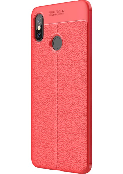 Xiaomi Mi Max 3 Kılıf Deri Dokulu Silikon Kırmızı