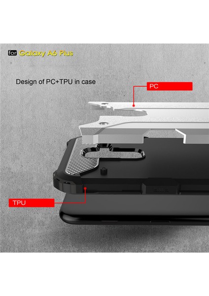 Samsung Galaxy A6 Plus 2018 Kılıf Rugged Armor Mavi