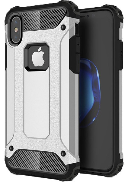 Apple iPhone XS (5.8'') Kılıf Rugged Armor Gümüş