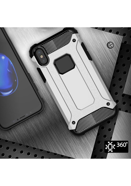 Apple iPhone XS (5.8'') Kılıf Rugged Armor Gümüş