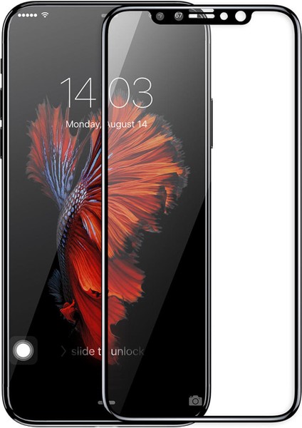 Apple iPhone XS (5.8'') Tam Kaplayan Temperli Cam Ekran Koruyucu Film Siyah