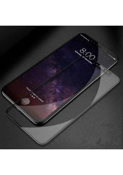 Apple iPhone XS (5.8'') Tam Kaplayan Temperli Cam Ekran Koruyucu Film Siyah
