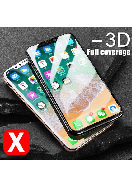 Apple iPhone XS (5.8'') Tam Kaplayan Temperli Cam Ekran Koruyucu Film Siyah