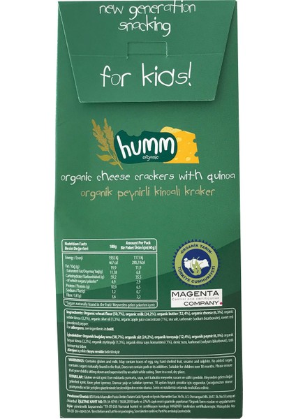 Humm Organic Peynirli Kinoalı Kraker