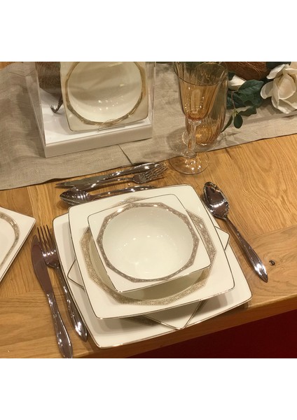 85 Parça 12 Kişilik Kare Bone Yemek Takımı