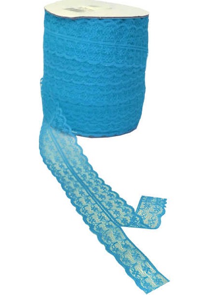 Kurdele 10 Metre Çift Katlı Güpür Dantel Kurdele Mavi ( En : 5 cm)
