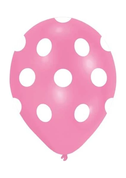 Balon 20 Adet Puantiyeli Balon Parti Süsleme Pembe ( 25 cm * 30 cm)