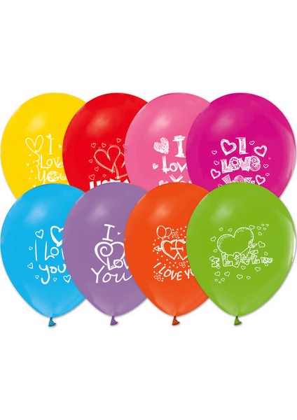 Balon 20 Adet Balon Parti Kutlama Doğum Günü I Love You Karışık Renk ( 25 cm * 30 cm)