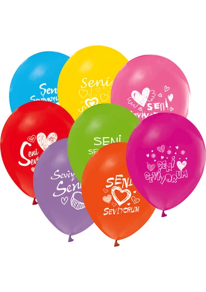 Balon 20 Adet Balon Sevgiliye Sürpriz Seni Seviyorum Karışık Renkli Parti Süsleme Malz ( 25 cm * 30 cm)