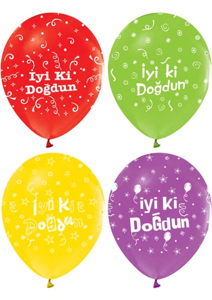 Balon 20 Adet Balon Parti Kutlama Doğum Günü İyi Ki Doğdun Karışık Renk ( 25 cm * 30 cm)