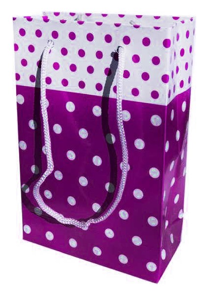 Karton Çanta 25 Adet Puantiyeli Karton Çanta Mor ( 12 cm * 17 cm )