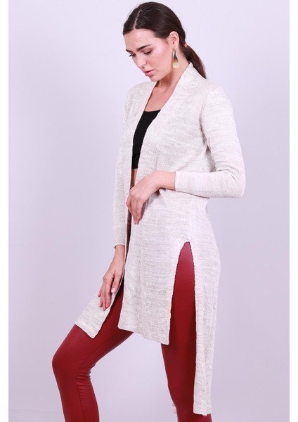 Yırtmaçlı Kadın Hırka Bej 0307