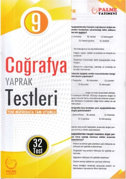 Palme Yayıncılık 9. Sınıf Coğrafya Yaprak Testleri