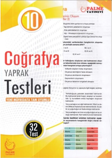 Palme Yayıncılık 10. Sınıf Coğrafya Yaprak Testleri