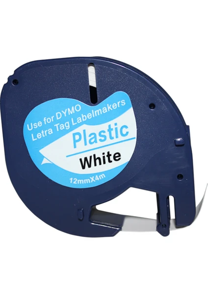 Dymo Lt Letratag Beyaz Etikete Siyah Plastik Serit 91201 12Mmx4M