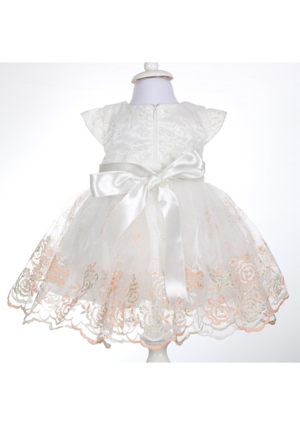 Kız Bebek Simli Gül Detaylı Elbise modelleri