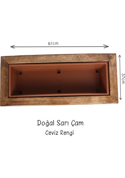 2mm Ahşap Ahşap Saksı Doğal Çam Ceviz Diktörtgen 87x37 Y46 Cm