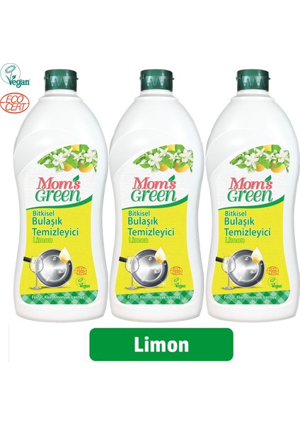 Mom's Green Bitkisel Elde Bulaşık Yıkama Deterjanı - Limonlu 3’lü Set ( 750 ml x3 )