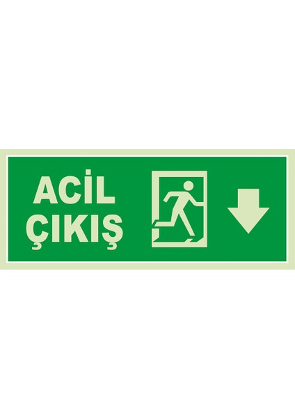 Acil Çıkış Aşağı Ok Lümen Folyo Levhası (Dekote Malzeme)