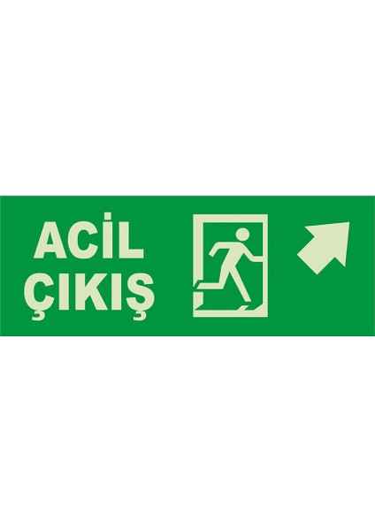 Acil Çıkış Sağ Üst Ok Lümen Folyo Levhası (Dekote Malzeme)