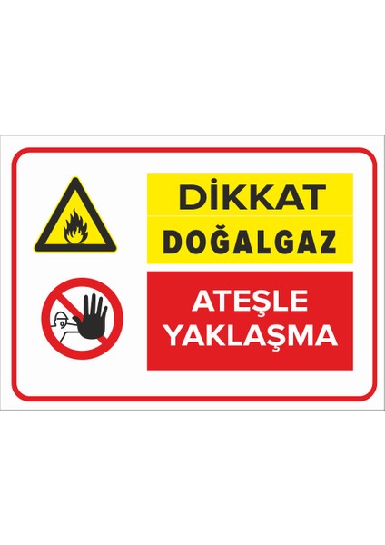Dikkat Doğalgaz Ateşle Yaklaşma Levhası (Dekote Malzeme)