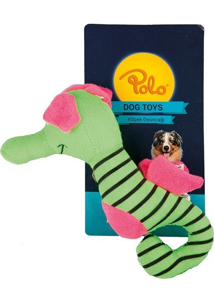 Peluş Çizgili Denizatı Yeşil/Mavi Köpek Oyuncağı 18 Cm
