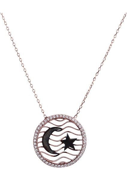 E2266 Ay Yıldız Gümüş Kolye