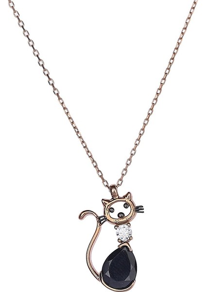 E2768 Kedi Gümüş Kolye